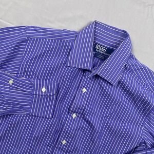 Polo Ralph Lauren Curham Classic Fit Shirt Mens Medium Purple White Stripe Coton